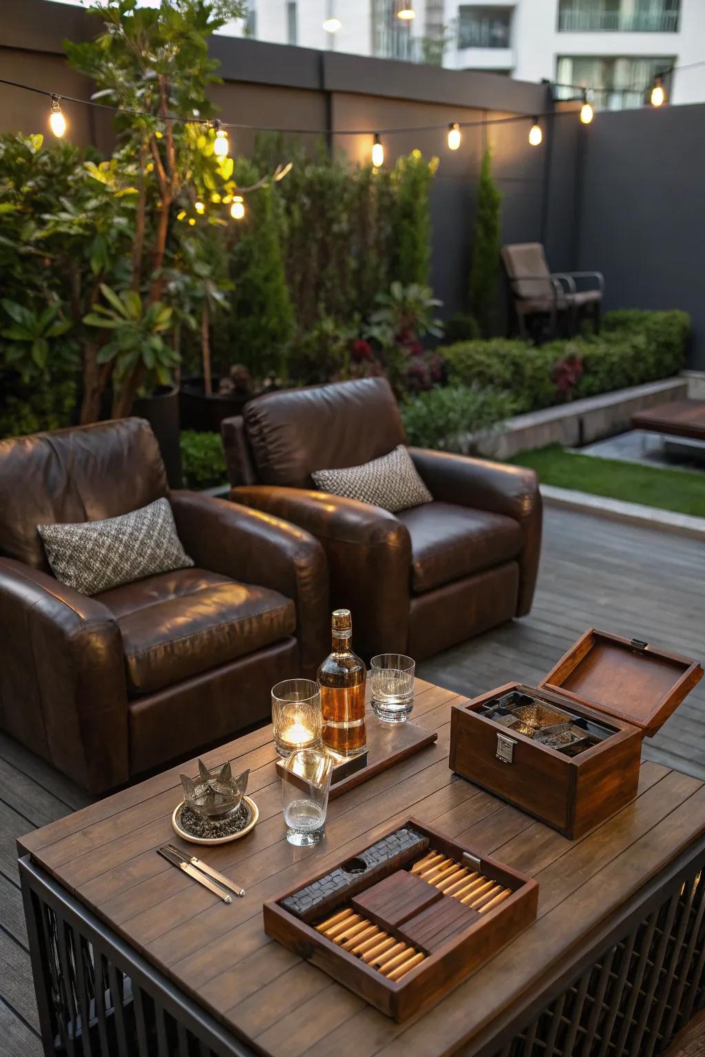 A cigar and whiskey lounge adds sophistication to your man cave.