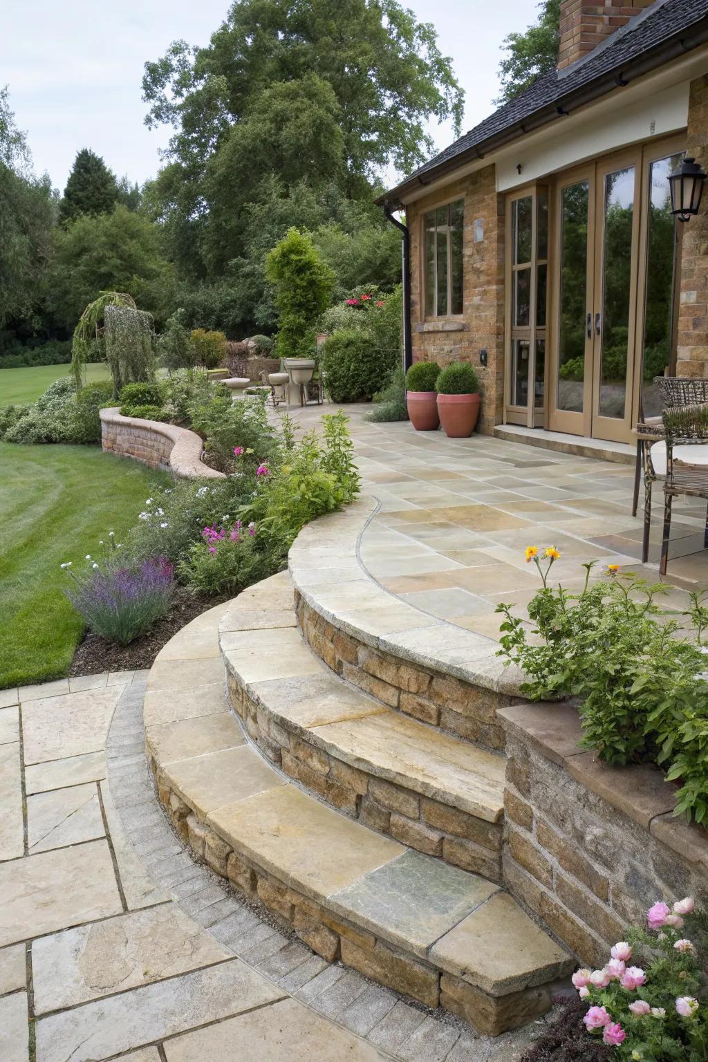 Blend function and beauty with natural stone steps.