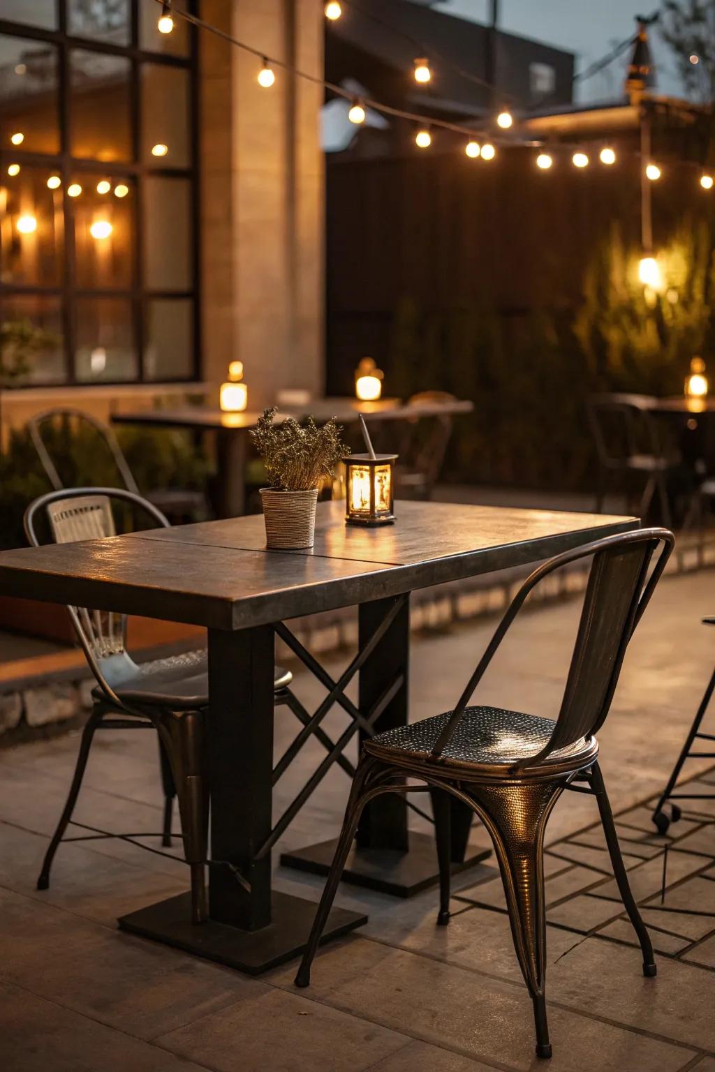 Industrial chic brings a modern edge to your patio.