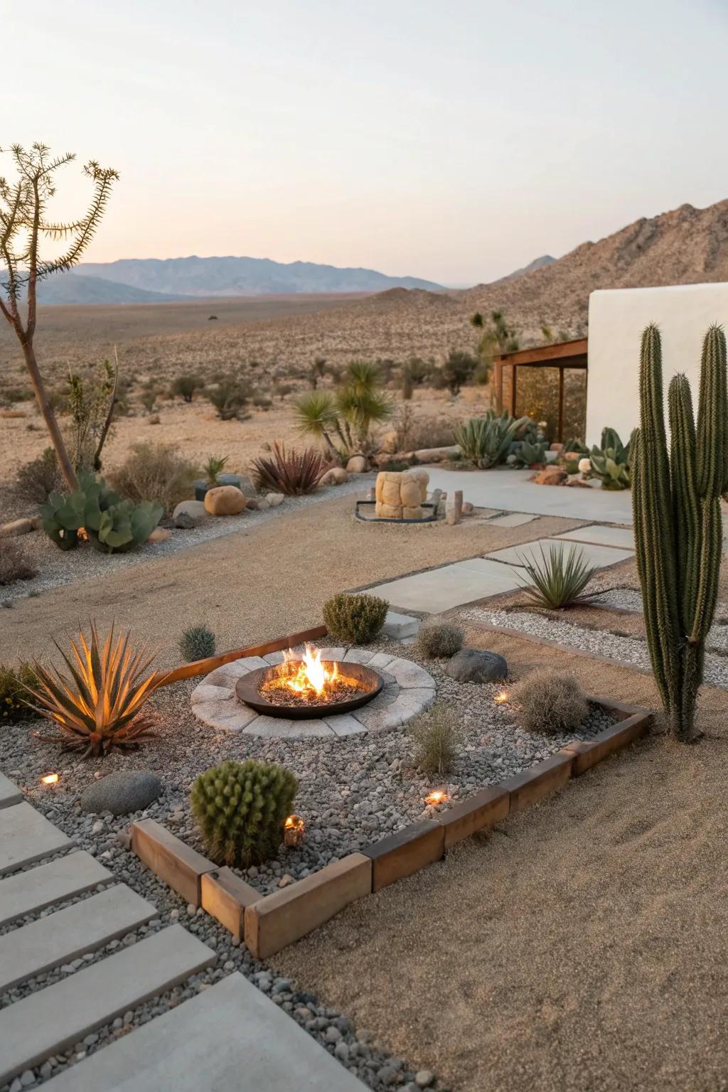 A desert oasis theme brings a unique, serene vibe to your patio.