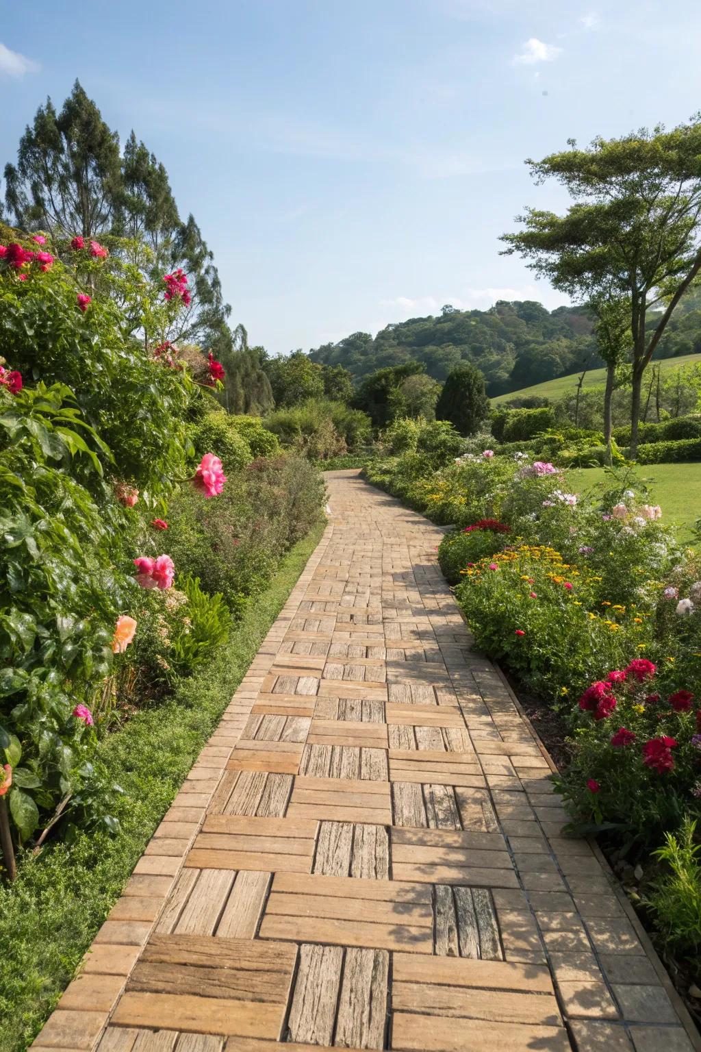 Warmth and durability with wood-look pavers.