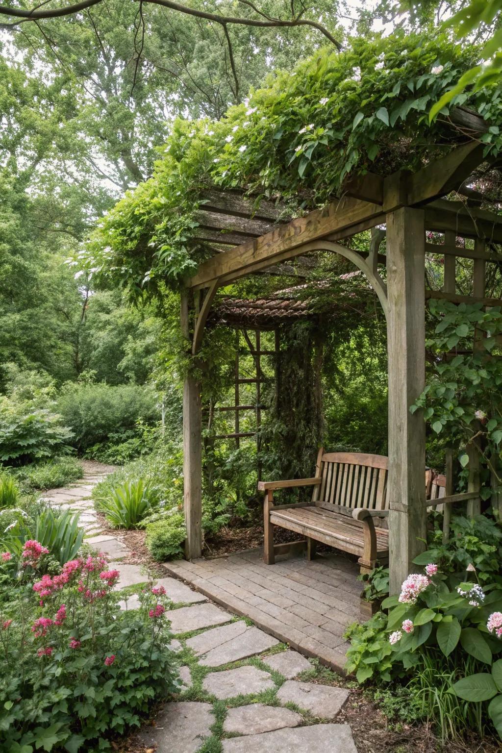 Find solitude in a secret garden nook under your pergola.