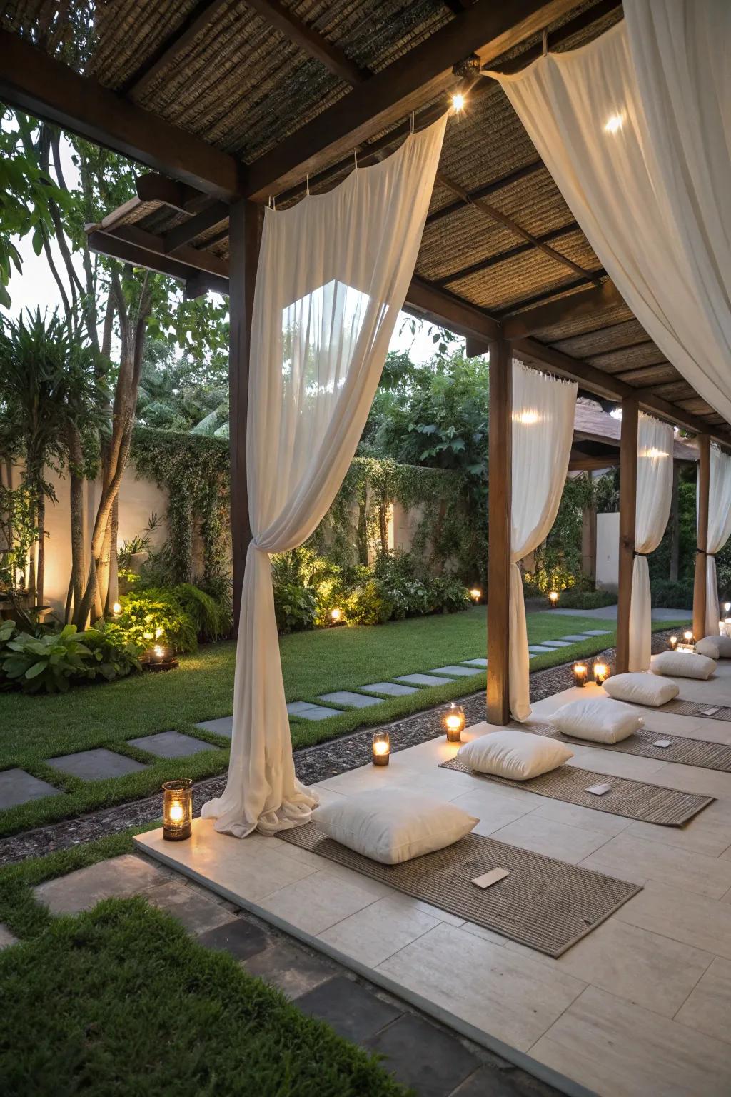 Find tranquility in a meditation spot under your pergola.
