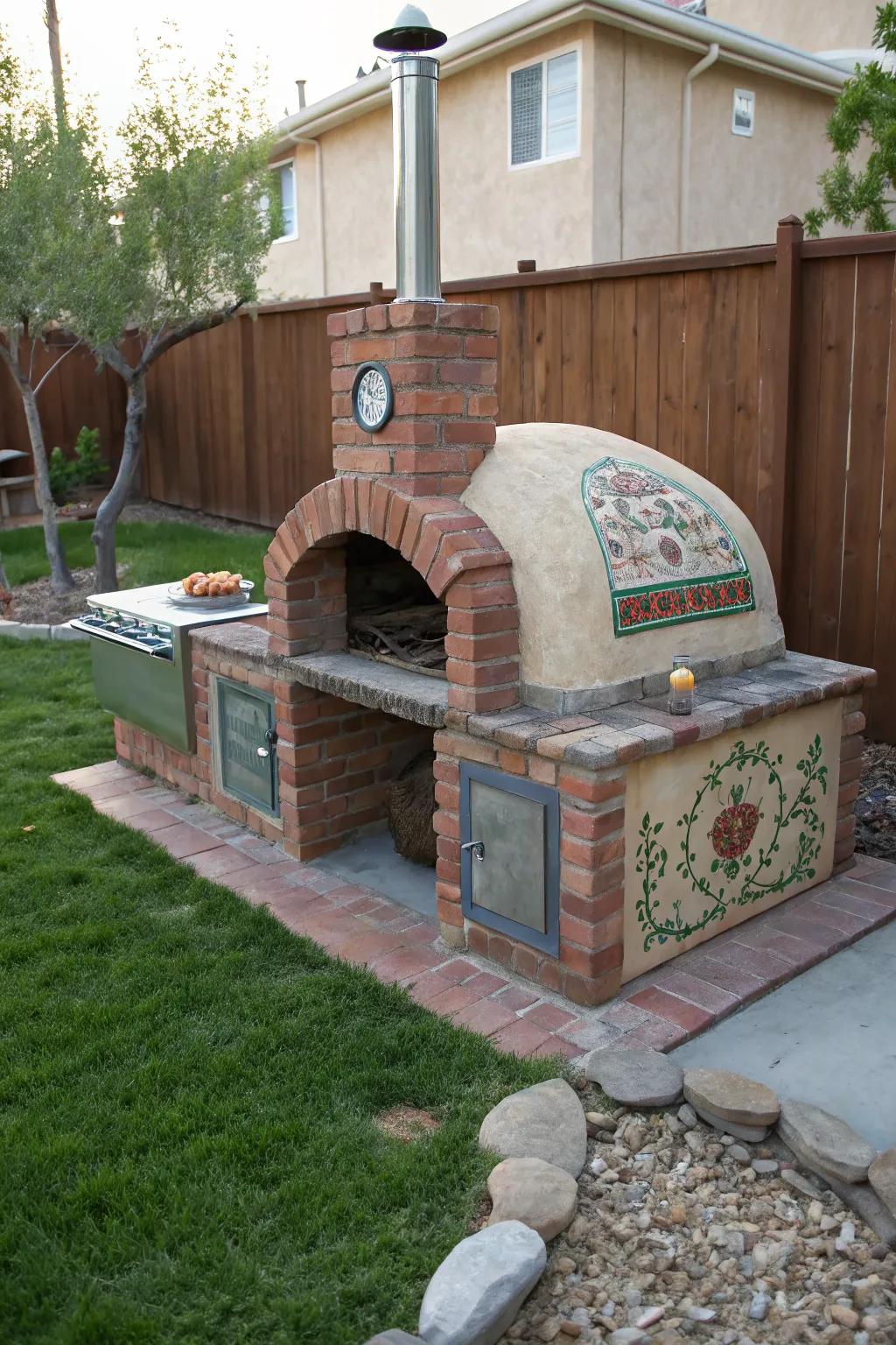 A DIY pizza oven that showcases personal creativity and craftsmanship.
