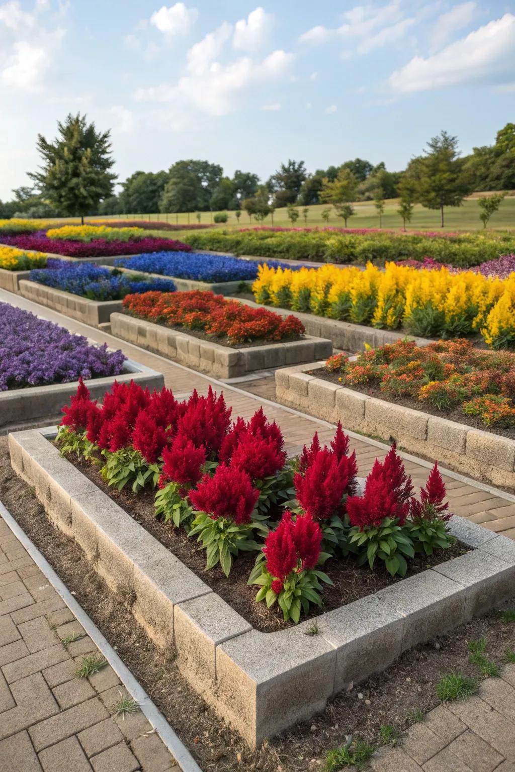 Color blocking in the garden creates a bold and artistic effect.