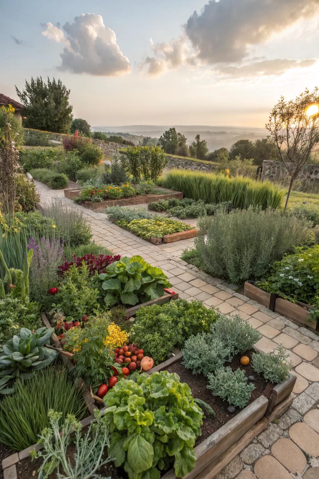 An edible landscape blending beauty and utility.