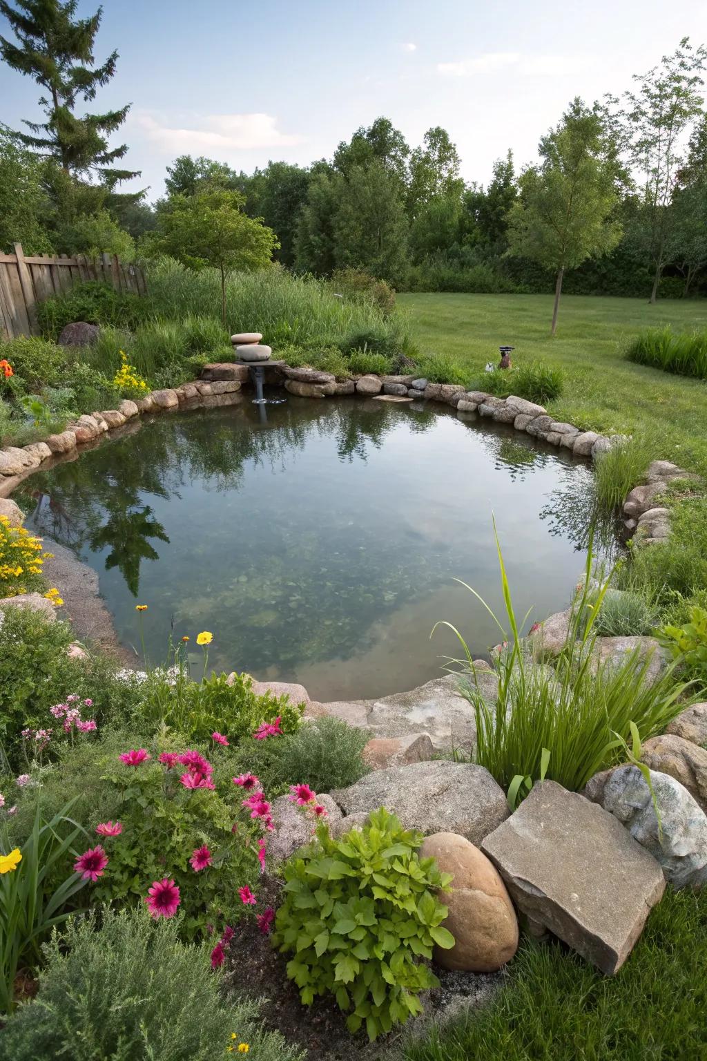 Natural pond sealed with Bentonite clay, offering a seamless and eco-friendly solution.