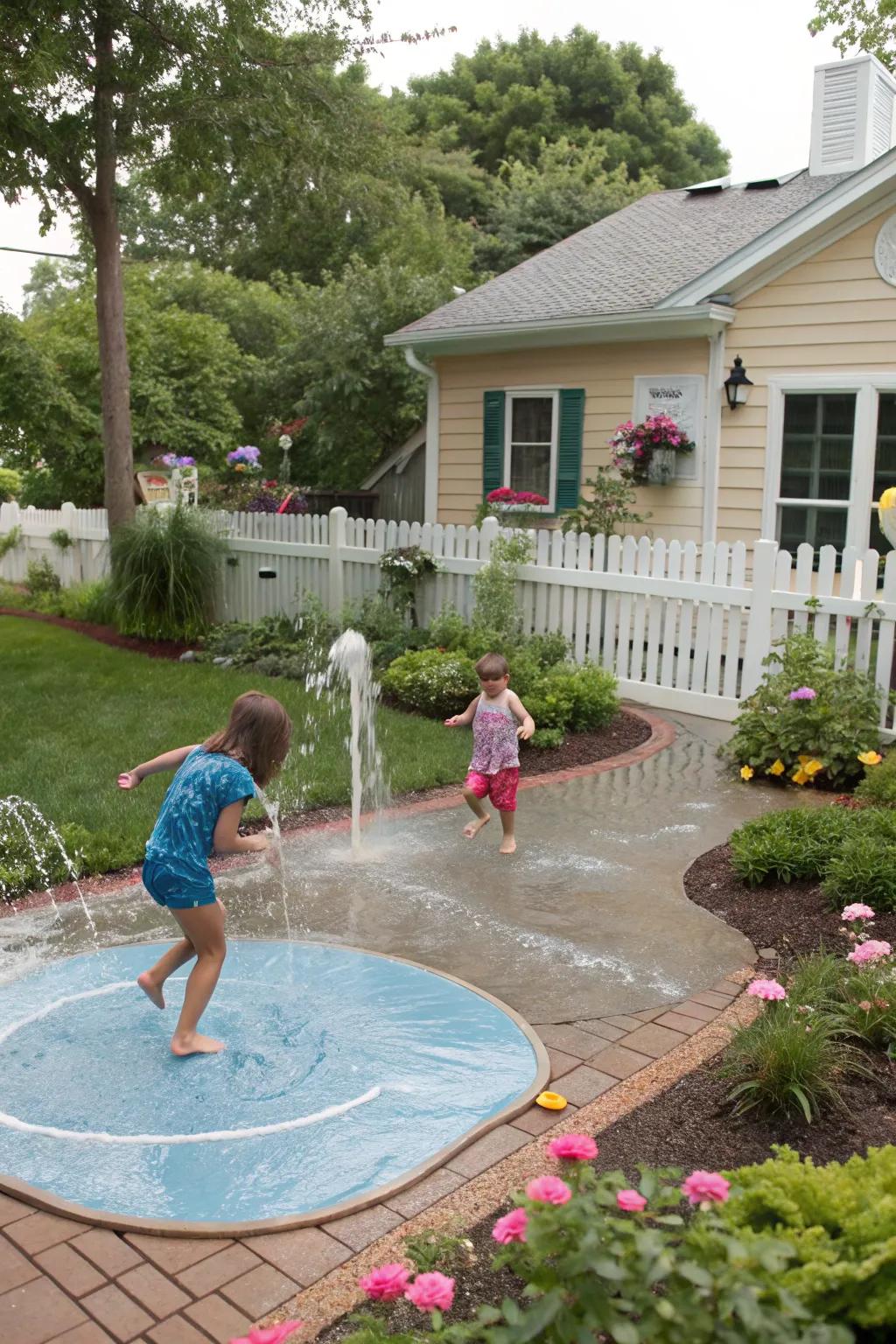 Water features provide refreshing play on hot days.