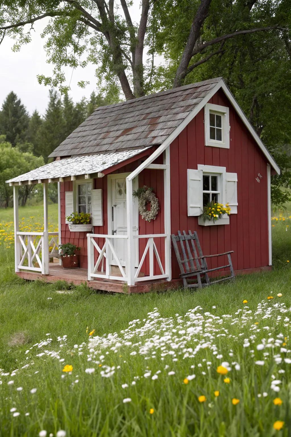 Rustic reds bring a countryside charm.