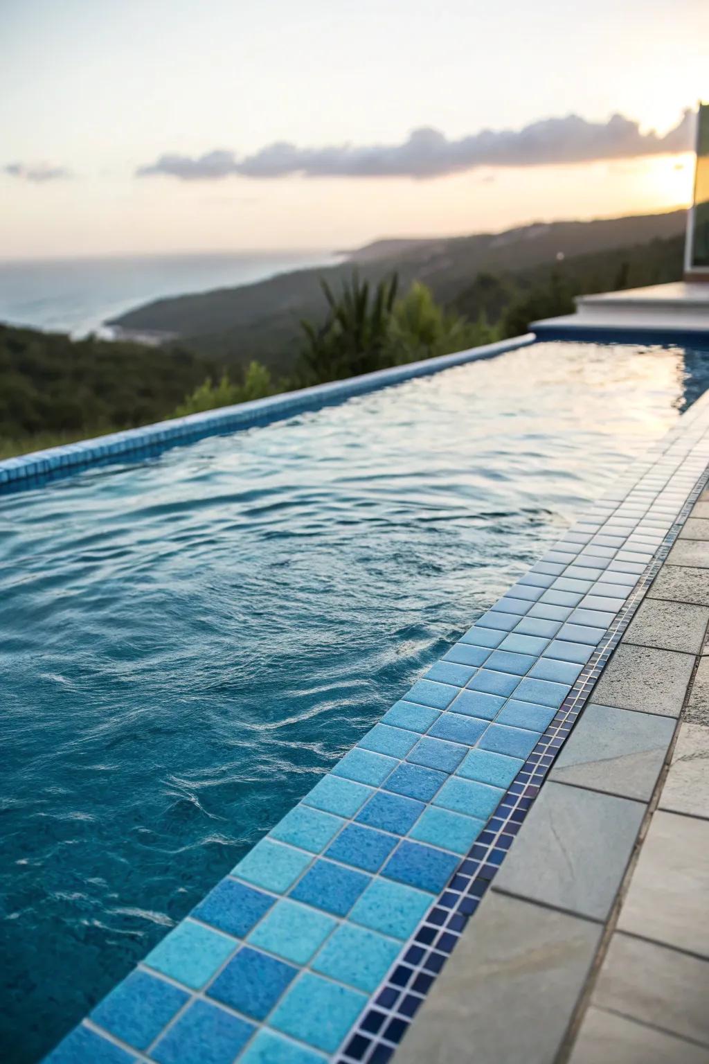 Gradient tiles add depth and visual appeal to your pool.