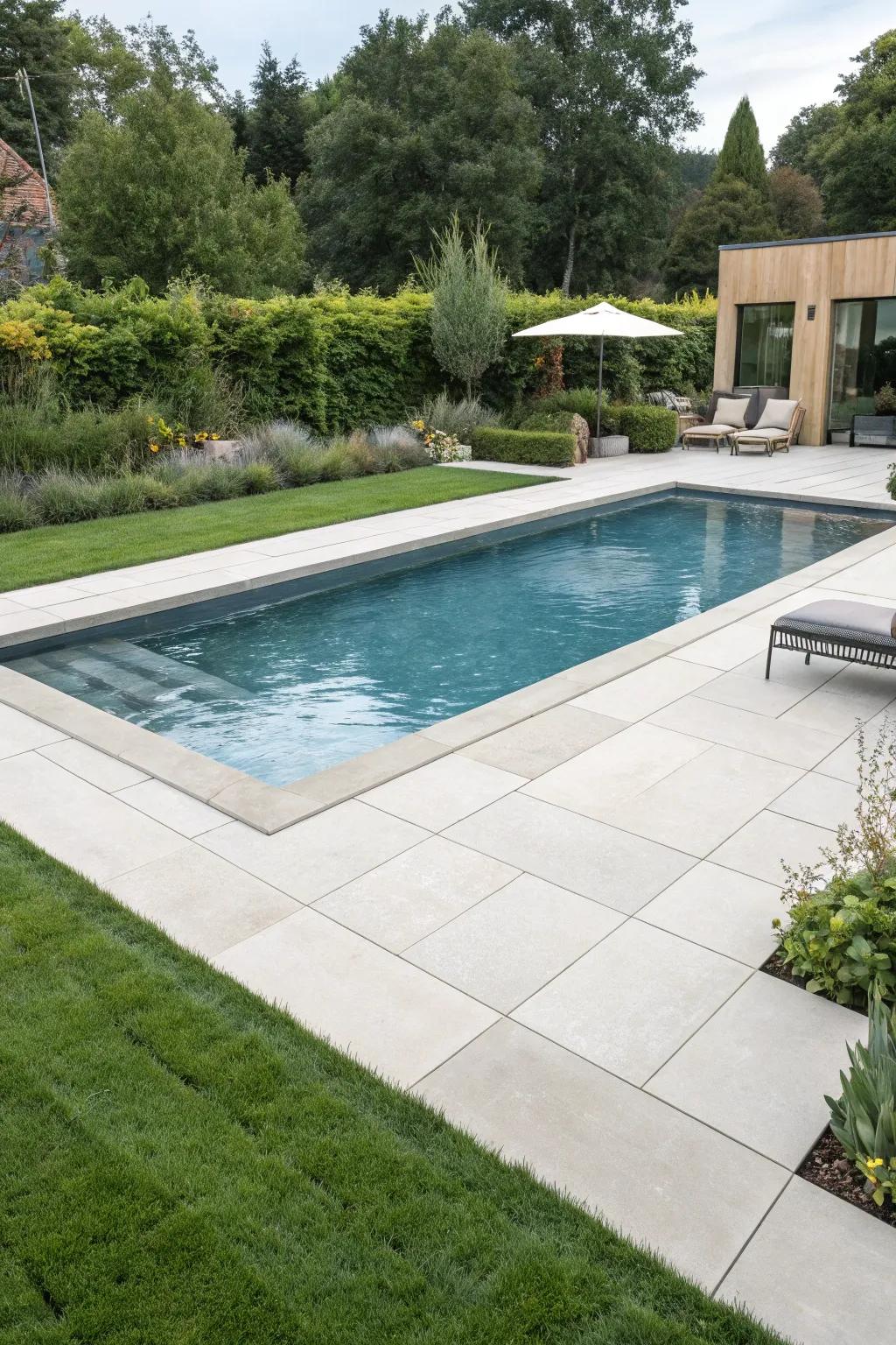 Porcelain tiles provide flexibility and style for any pool setting.