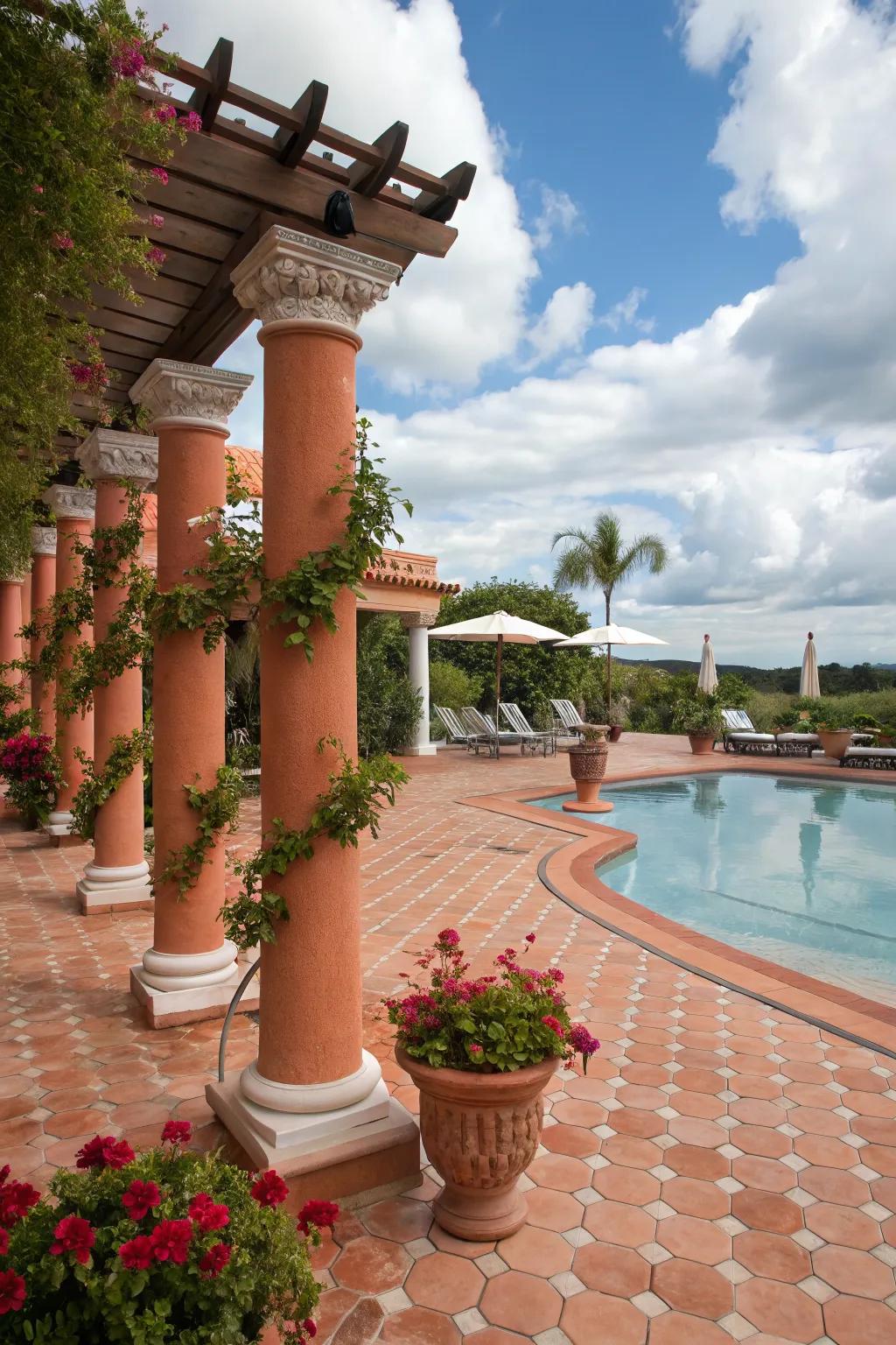 Terracotta hues create a warm, inviting atmosphere.