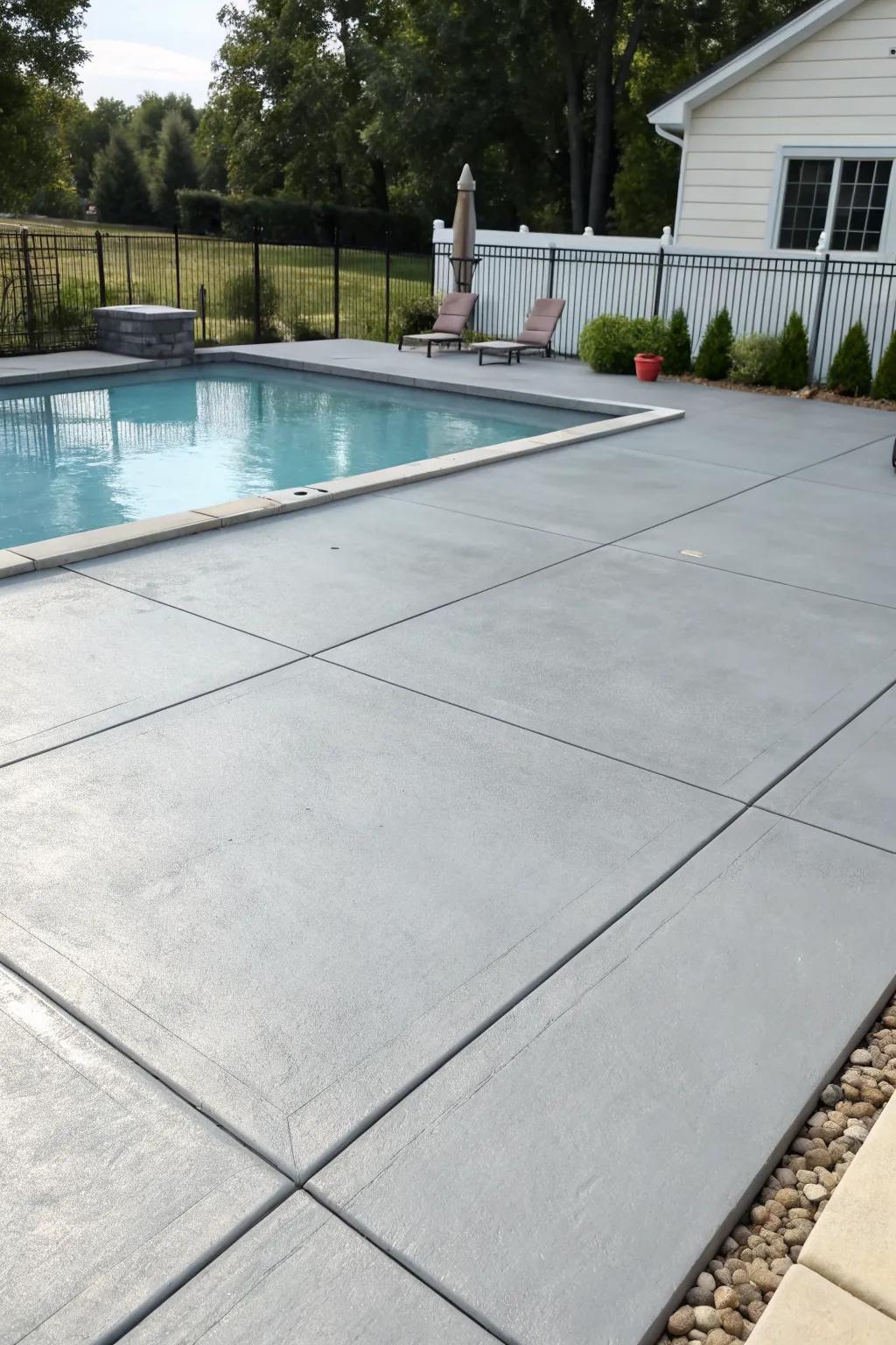 Concrete chic brings a modern and industrial edge to your pool deck.