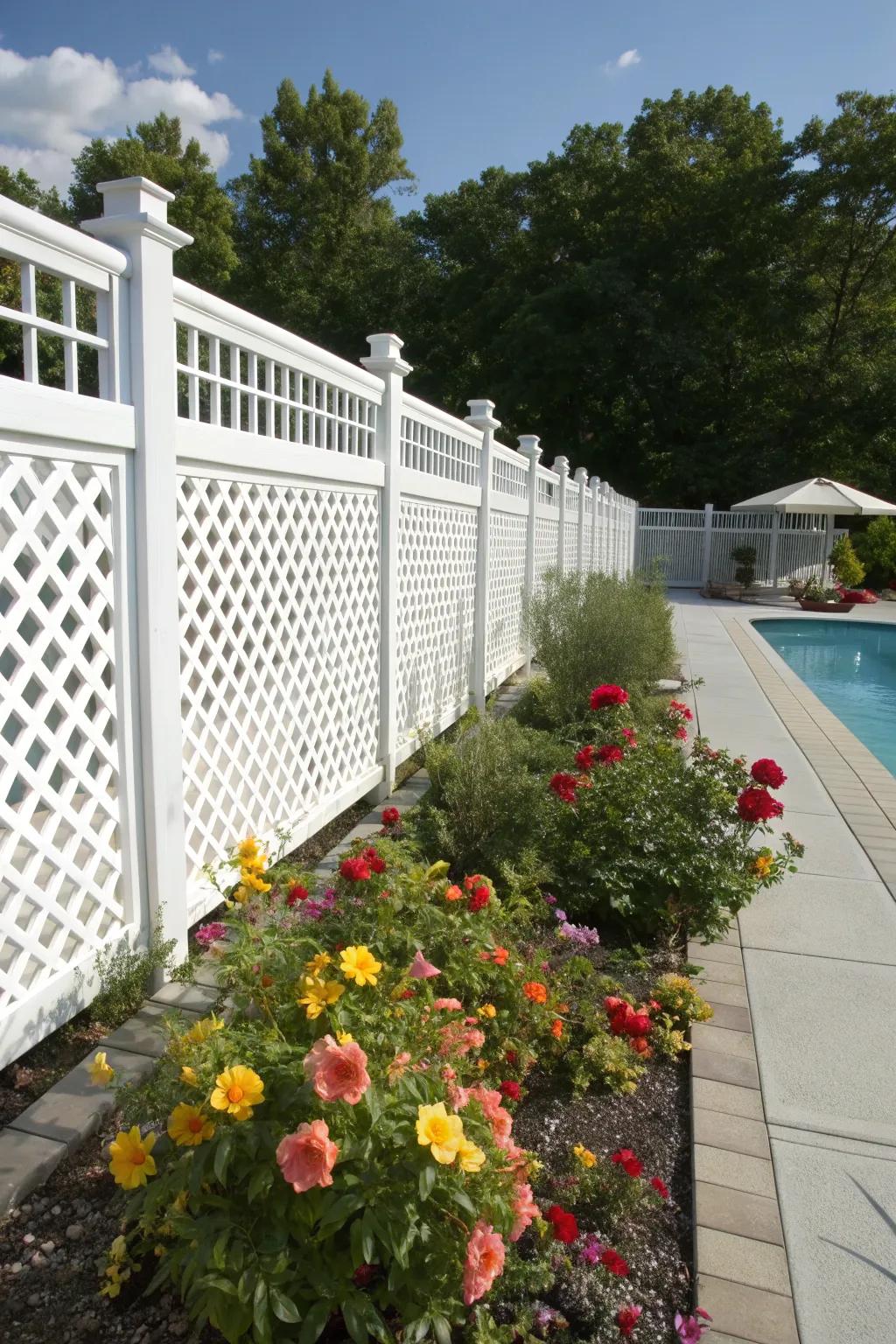 Lattice panels offer a decorative and effective shading solution.