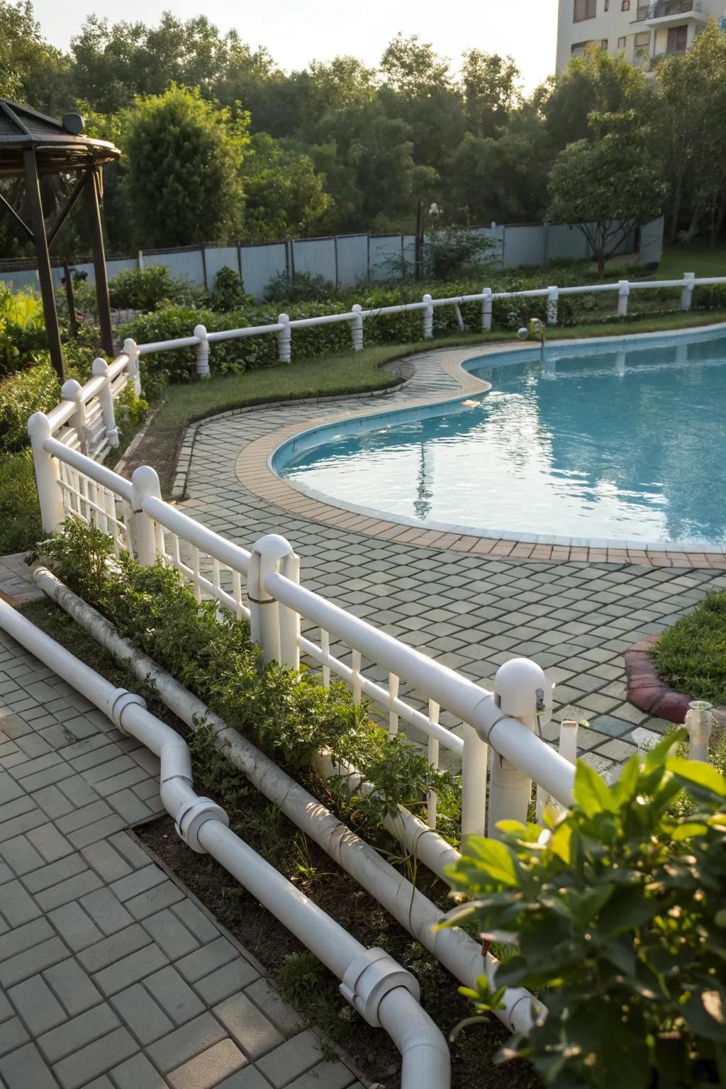 Creative and colorful PVC pipe fencing.