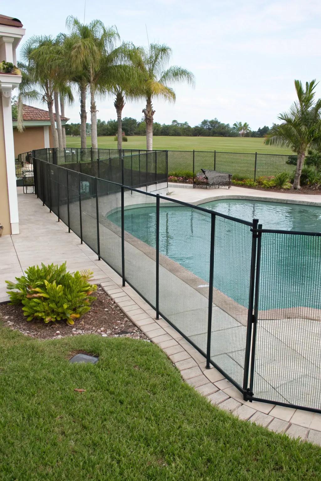 Mesh fencing ensures safety with maximum visibility, perfect for family pools.