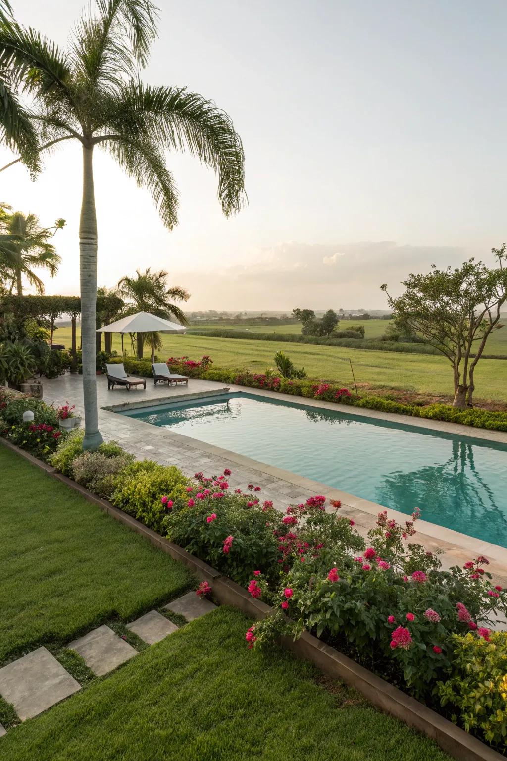 A pool as the heart of the yard.