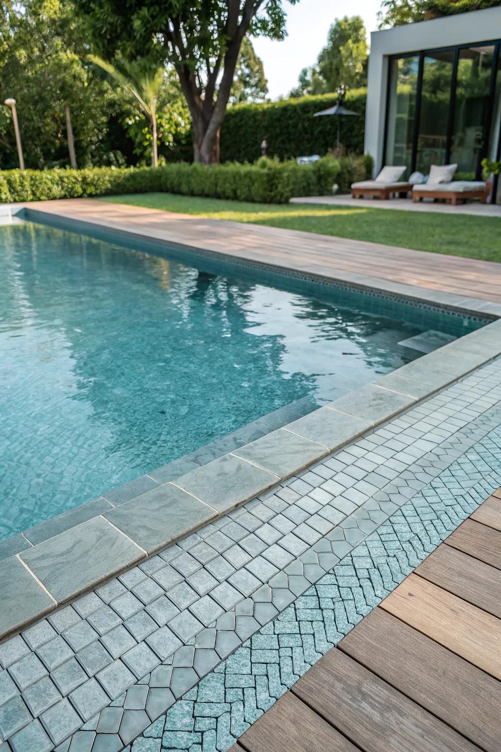 Pool with textured tiles.