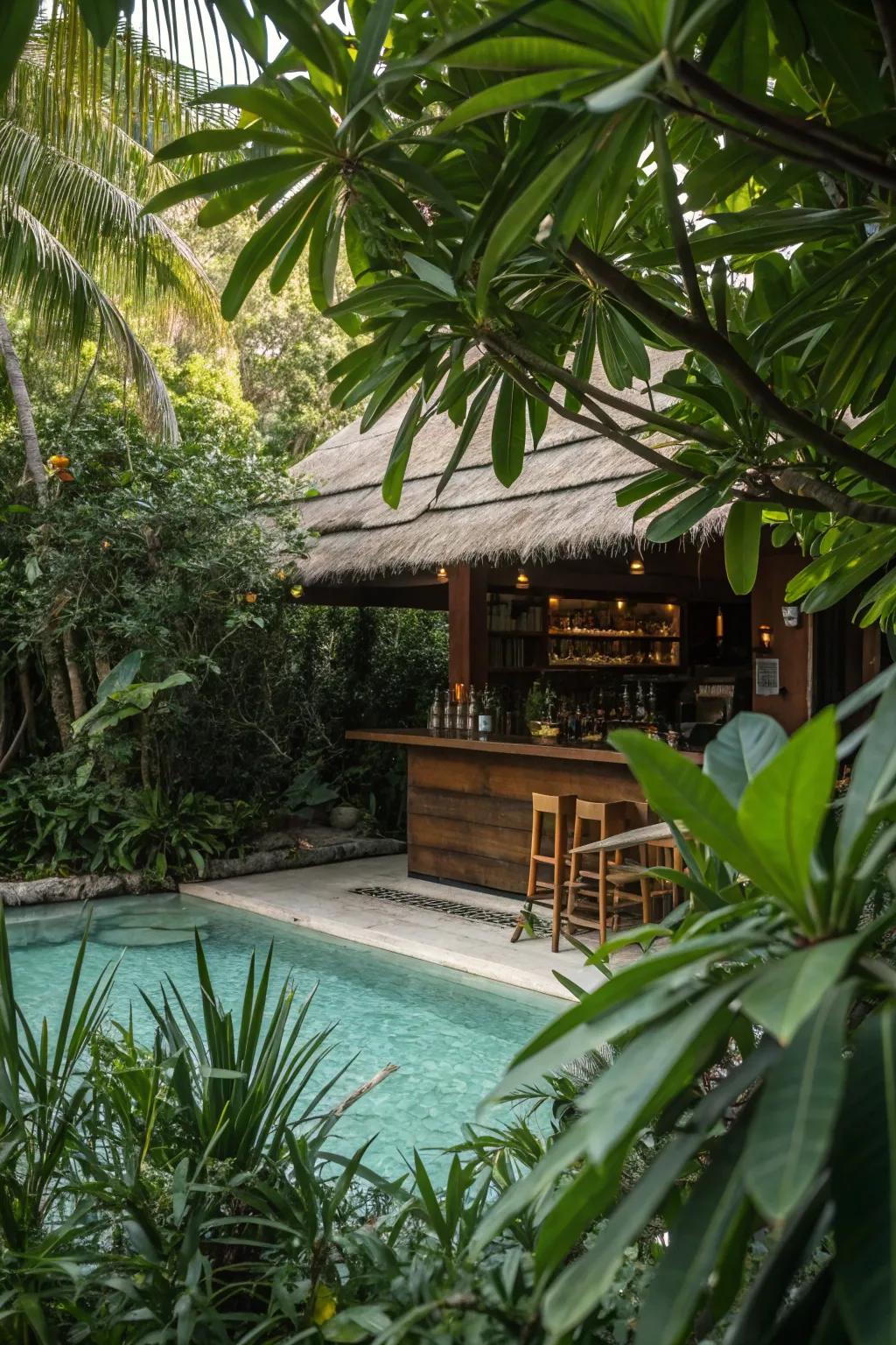 Discover the allure of a hidden pool bar oasis.