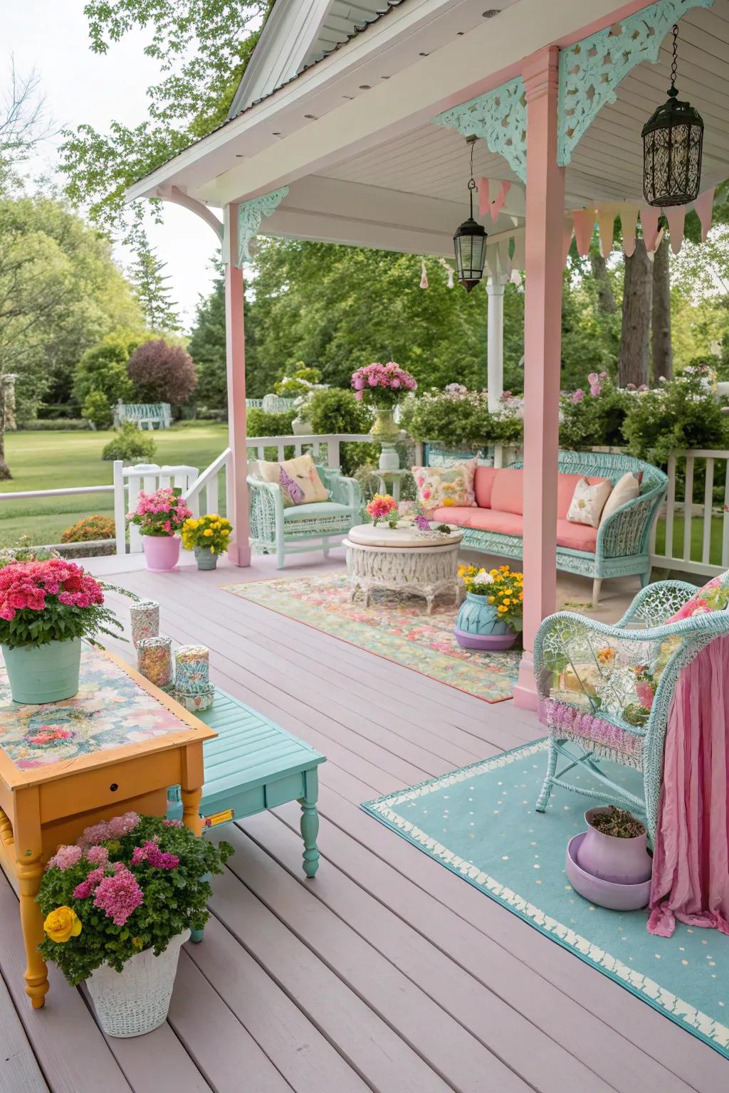 Pastel decks add a touch of whimsy and charm.