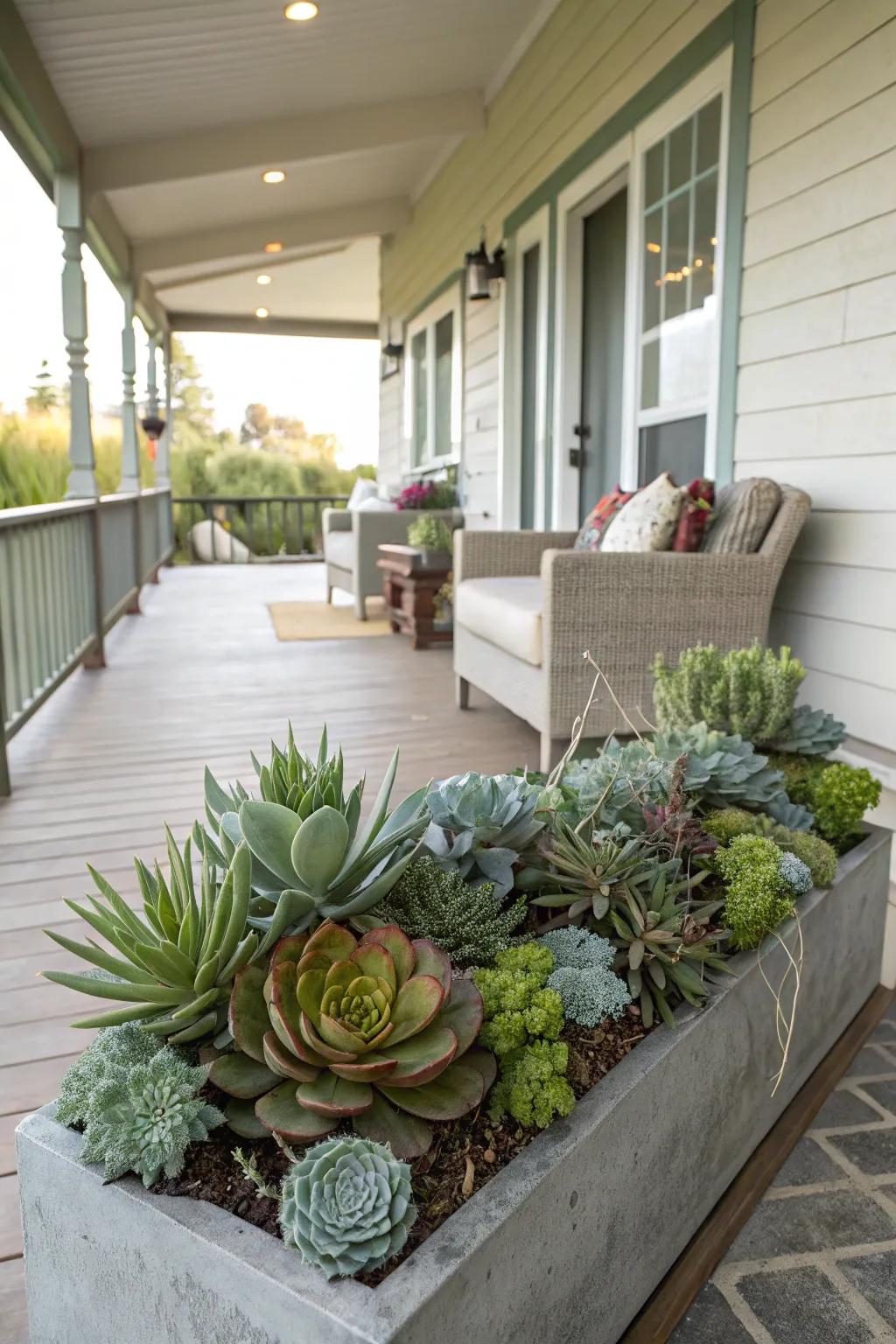Succulents offer a modern and low-maintenance option.