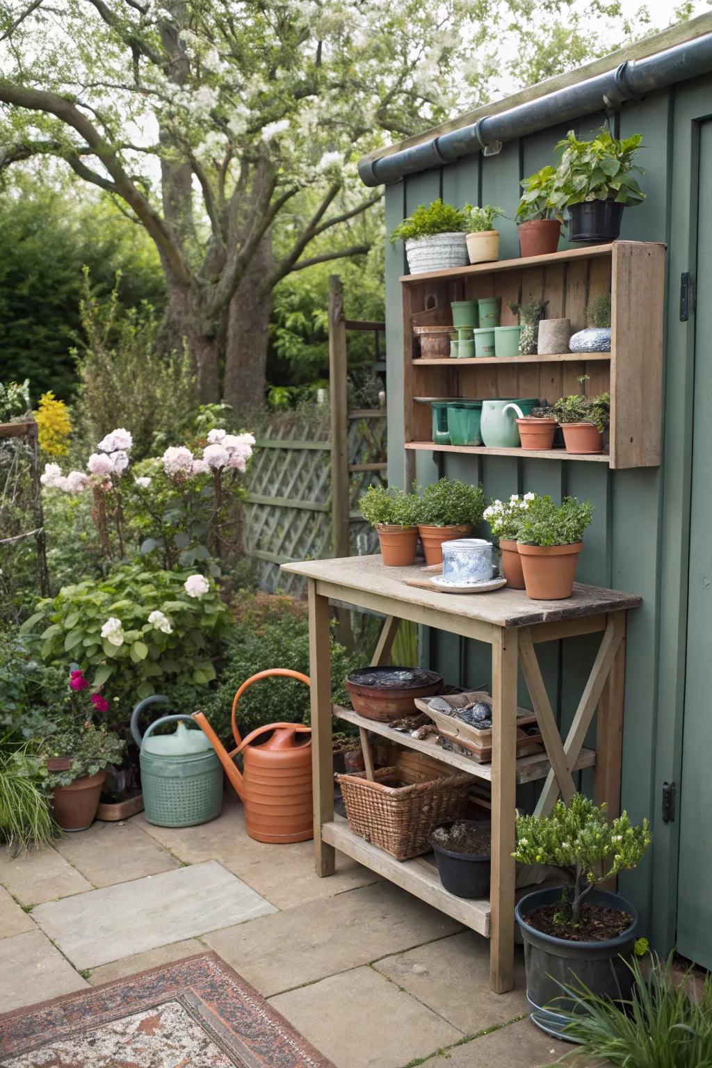 A corner setup makes efficient use of limited space.
