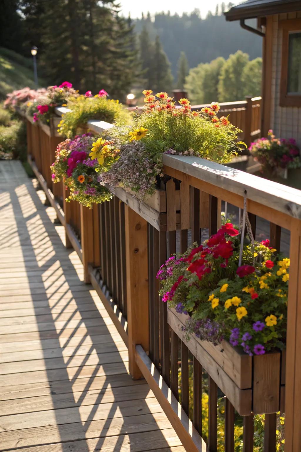 Planters bring a touch of nature directly to your deck railings.