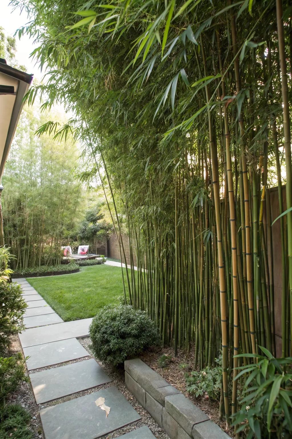 Bamboo screens offer rapid, lush privacy solutions.