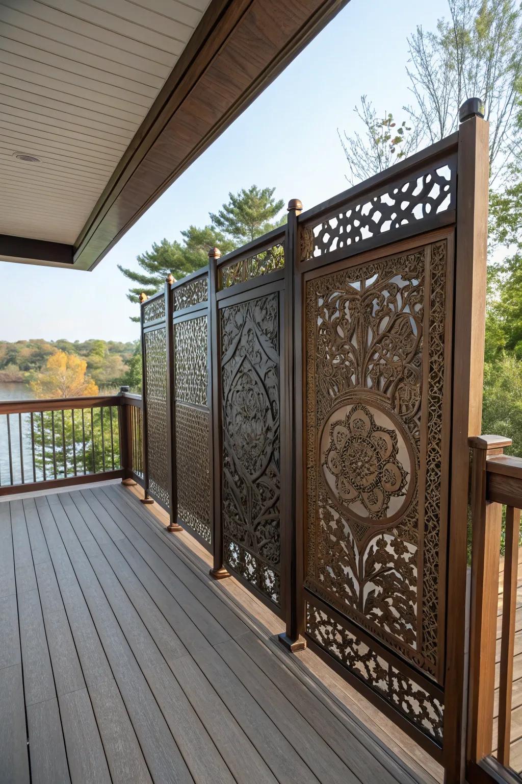 Decorative panels offer an artistic touch to privacy fencing.