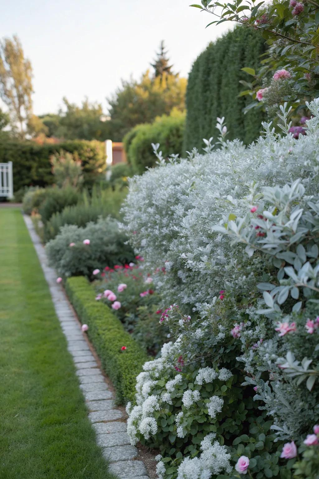 Silverberry hedges surprise with unique beauty.