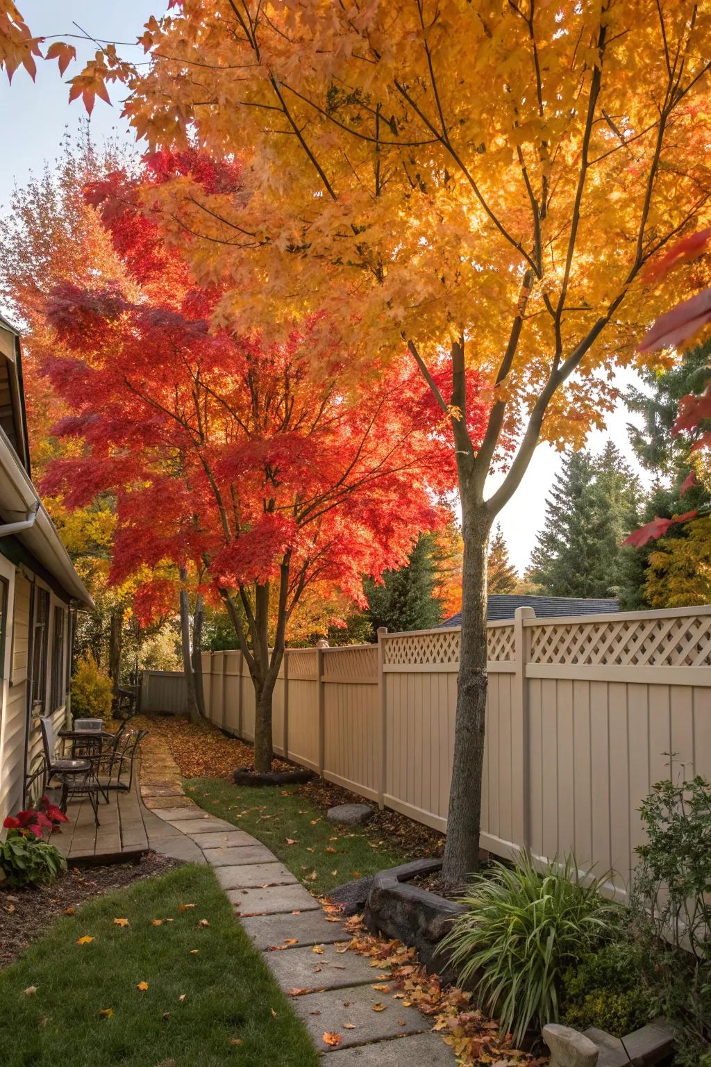 Red Maple trees offer privacy and stunning seasonal color.