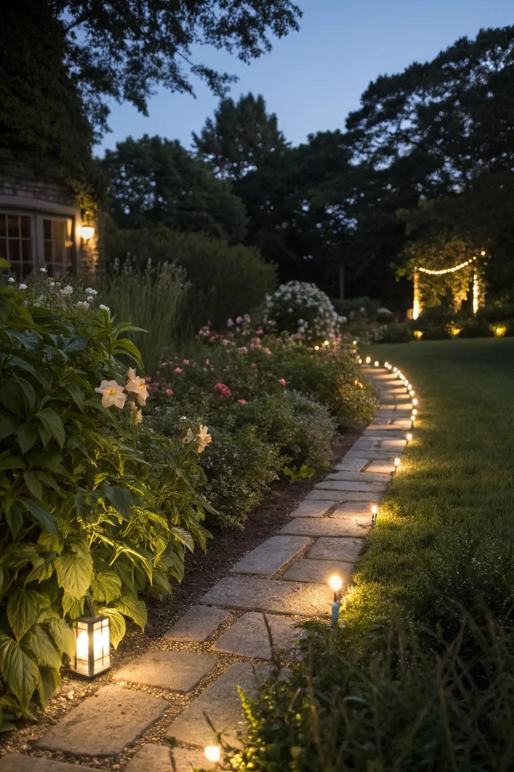 Integrated lighting enhancing nighttime appeal.