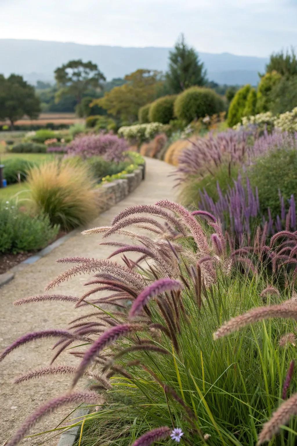 Sustainable beauty with the low-maintenance purple fountain grass.