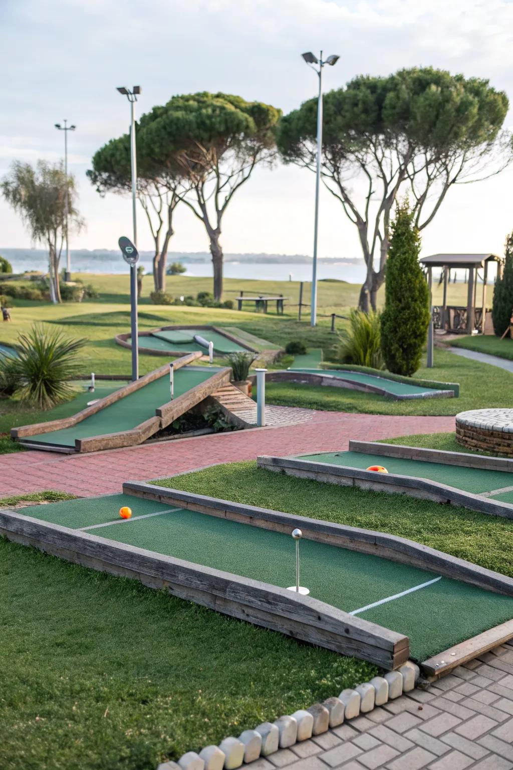 Mini-golf designs add a playful element to your backyard.