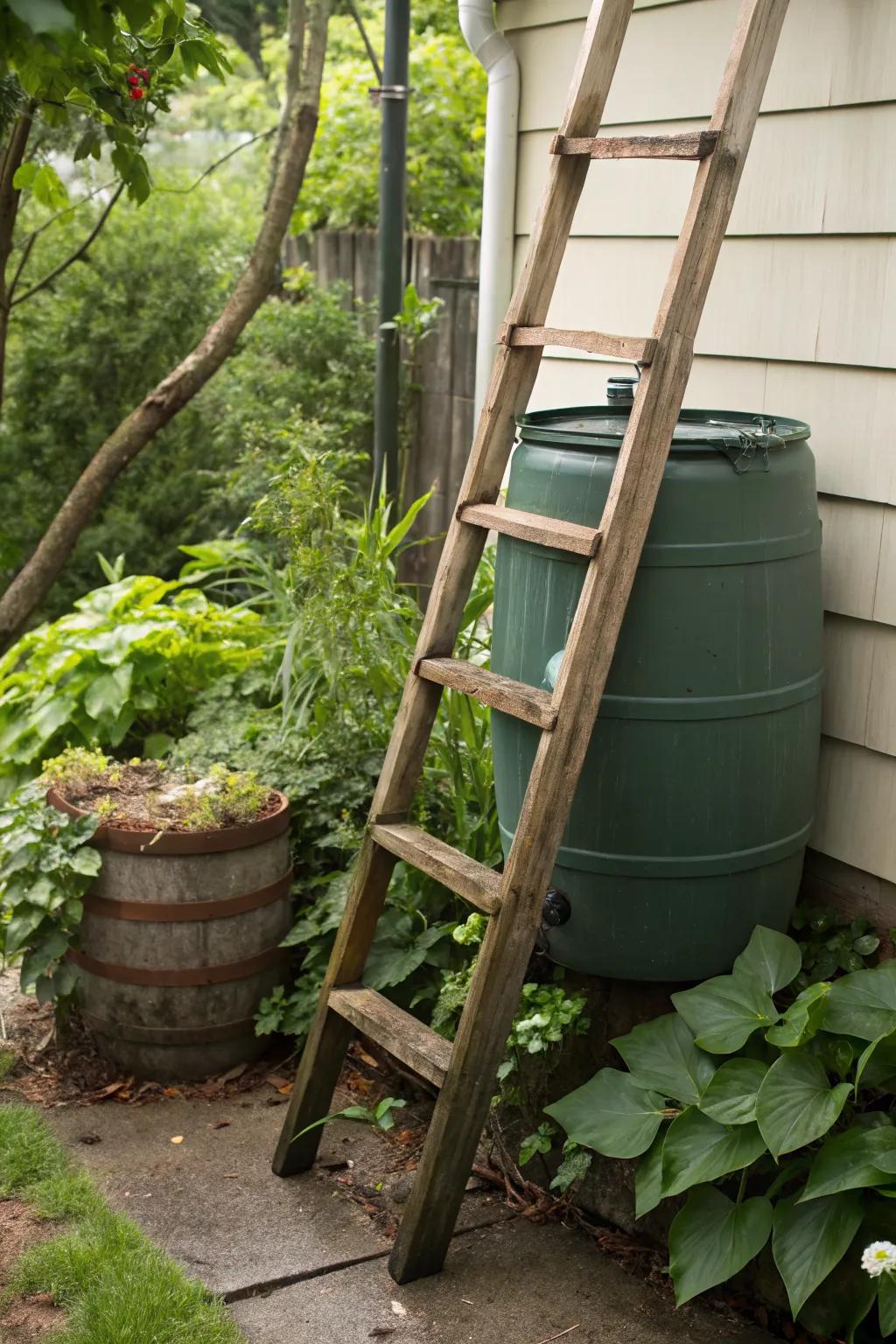 A vintage ladder display adding charm and functionality