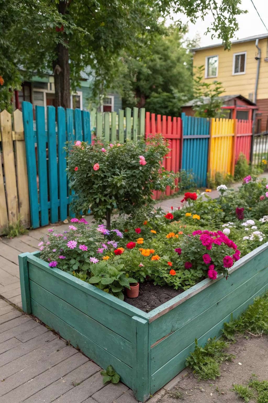 Bold colors on your fence can transform your garden into a vibrant oasis.