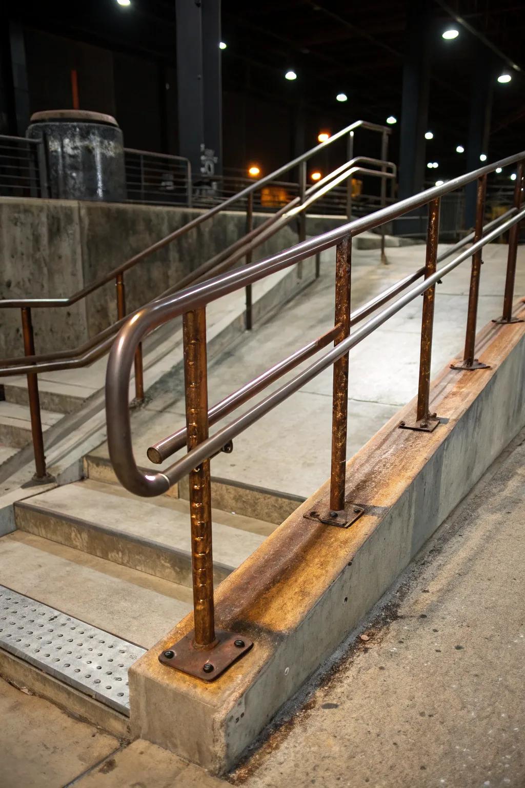 Industrial chic handrails add a modern edge.