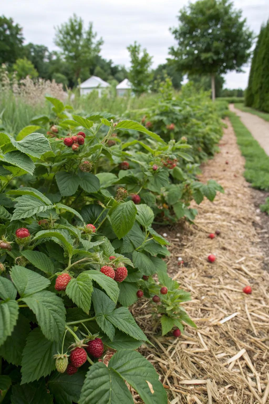 Organic mulch helps maintain soil moisture and prevents weeds.