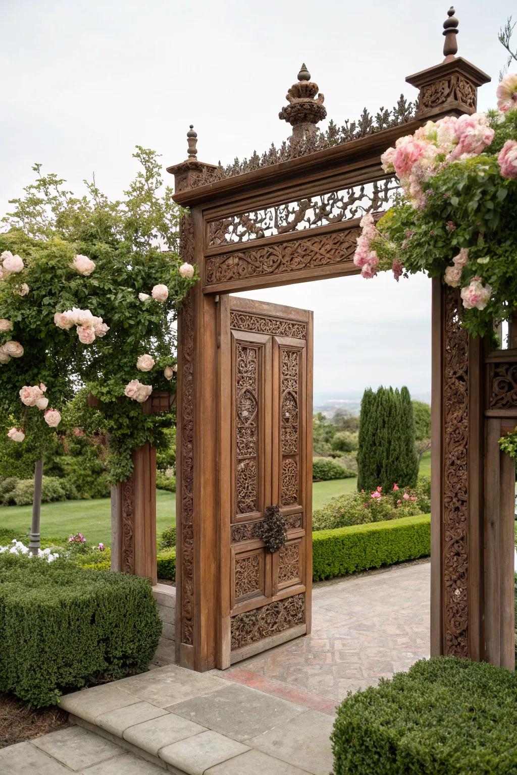 Ornate details add historical elegance to your gate.