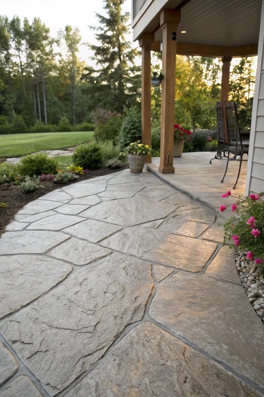 Natural stone overlays bring timeless beauty to your patio.