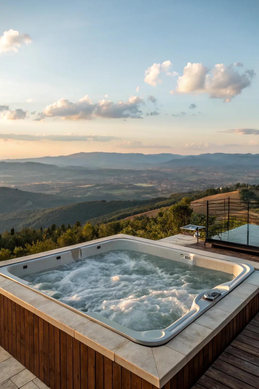 Achieve a luxurious feel with an infinity edge rooftop jacuzzi.
