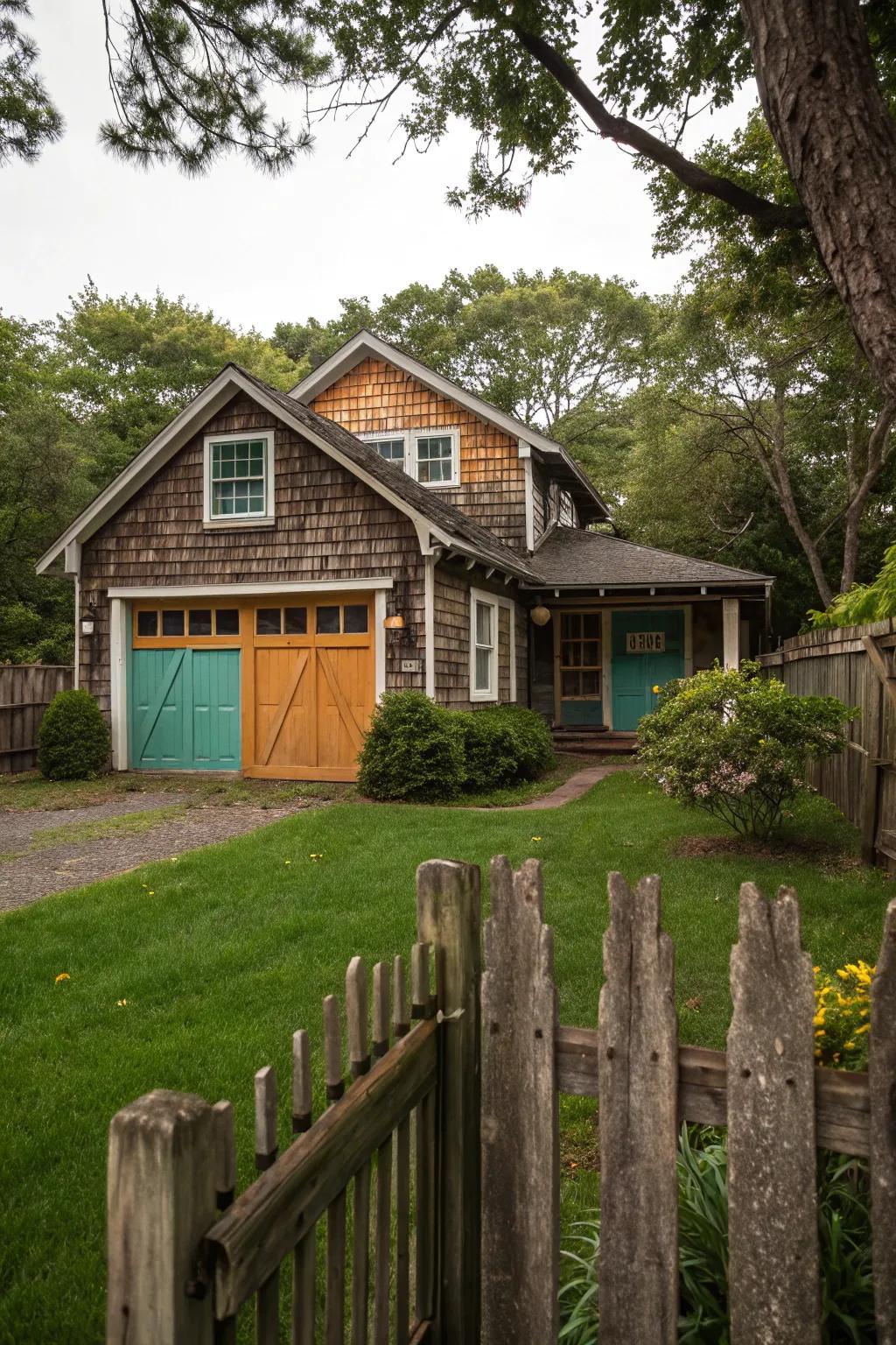 Contrasting garage doors for visual interest