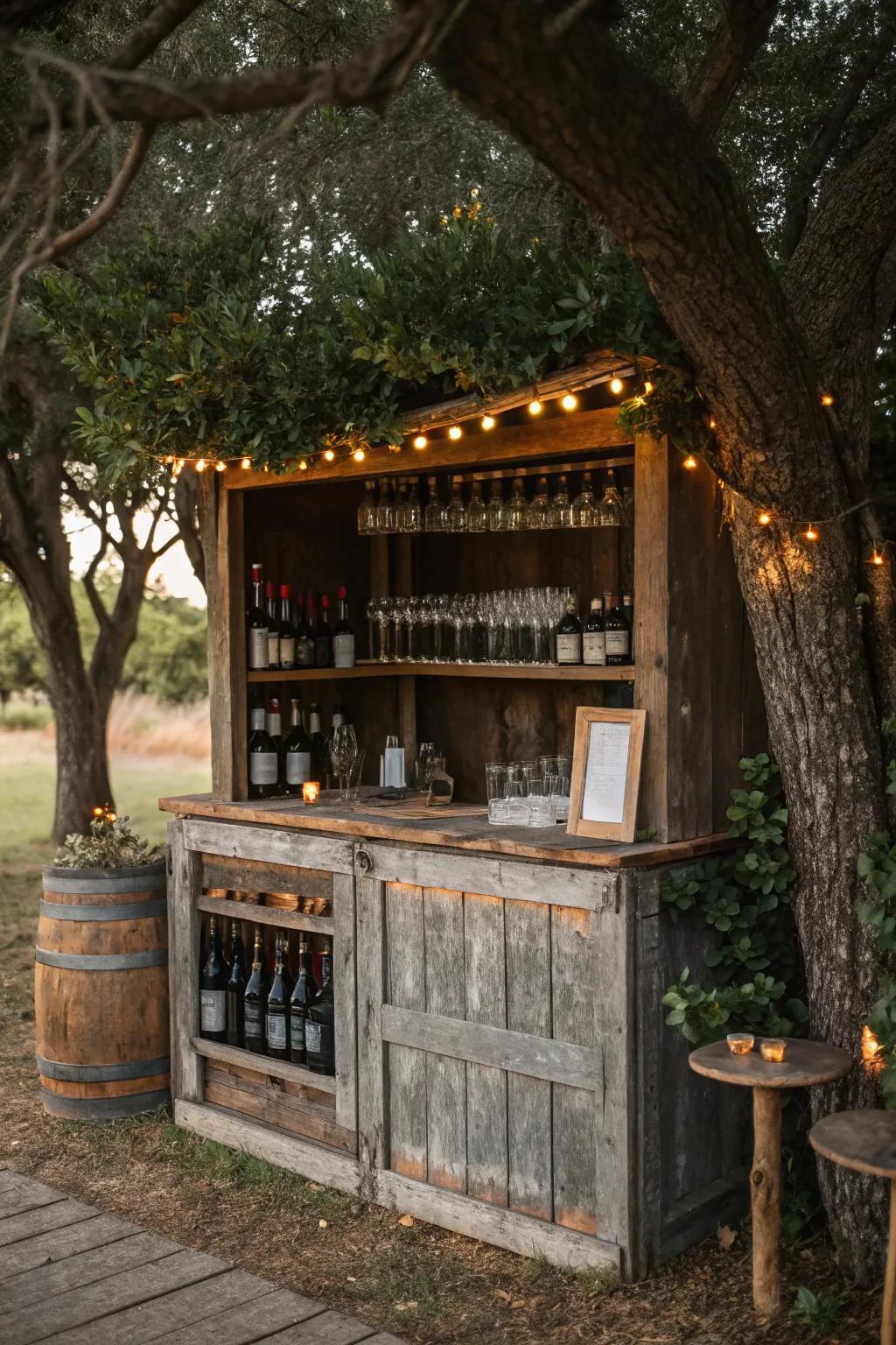 A delightful mini bar, perfect for cozy outdoor spaces.