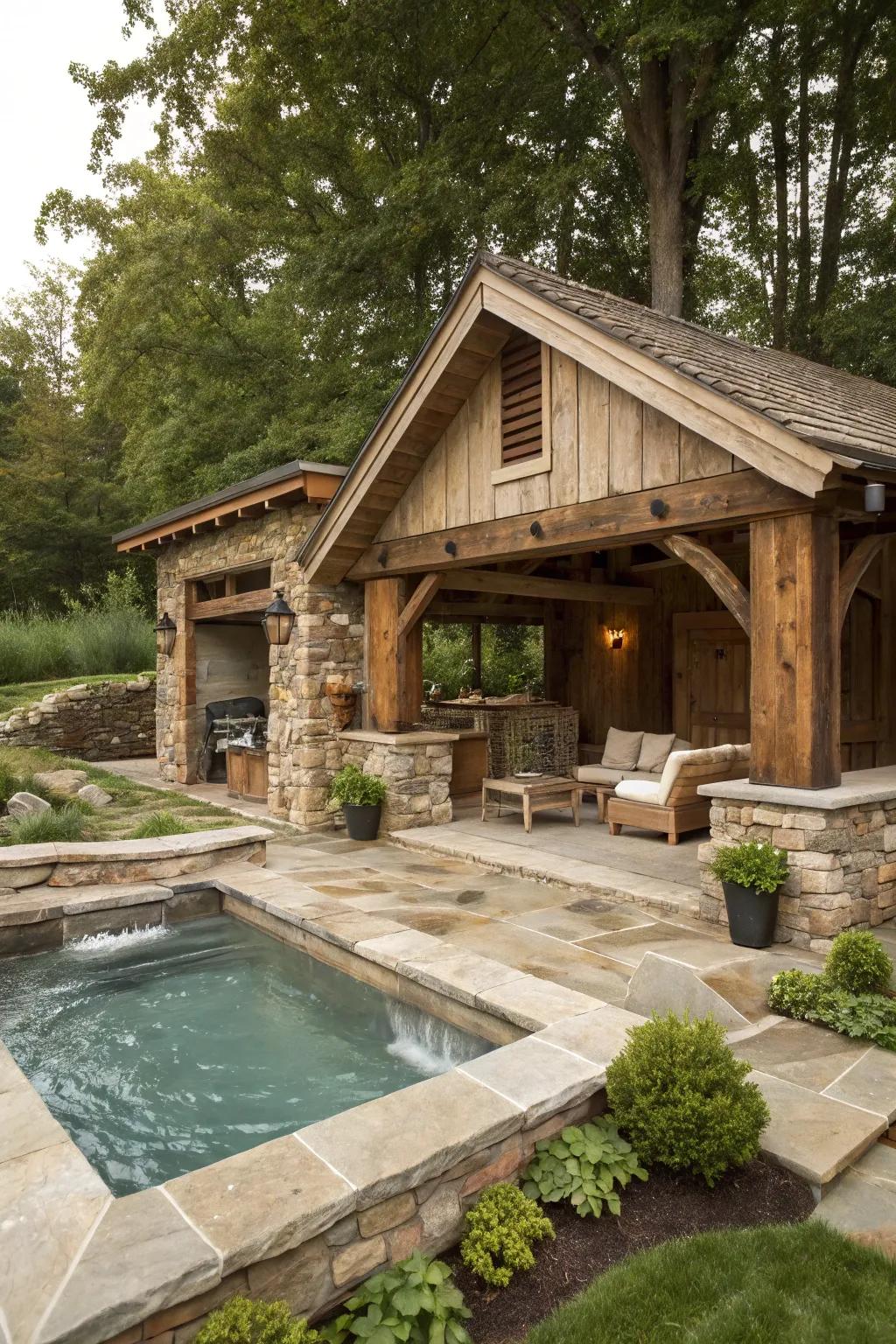 An organic spa adds a luxe feel to the rustic setting.