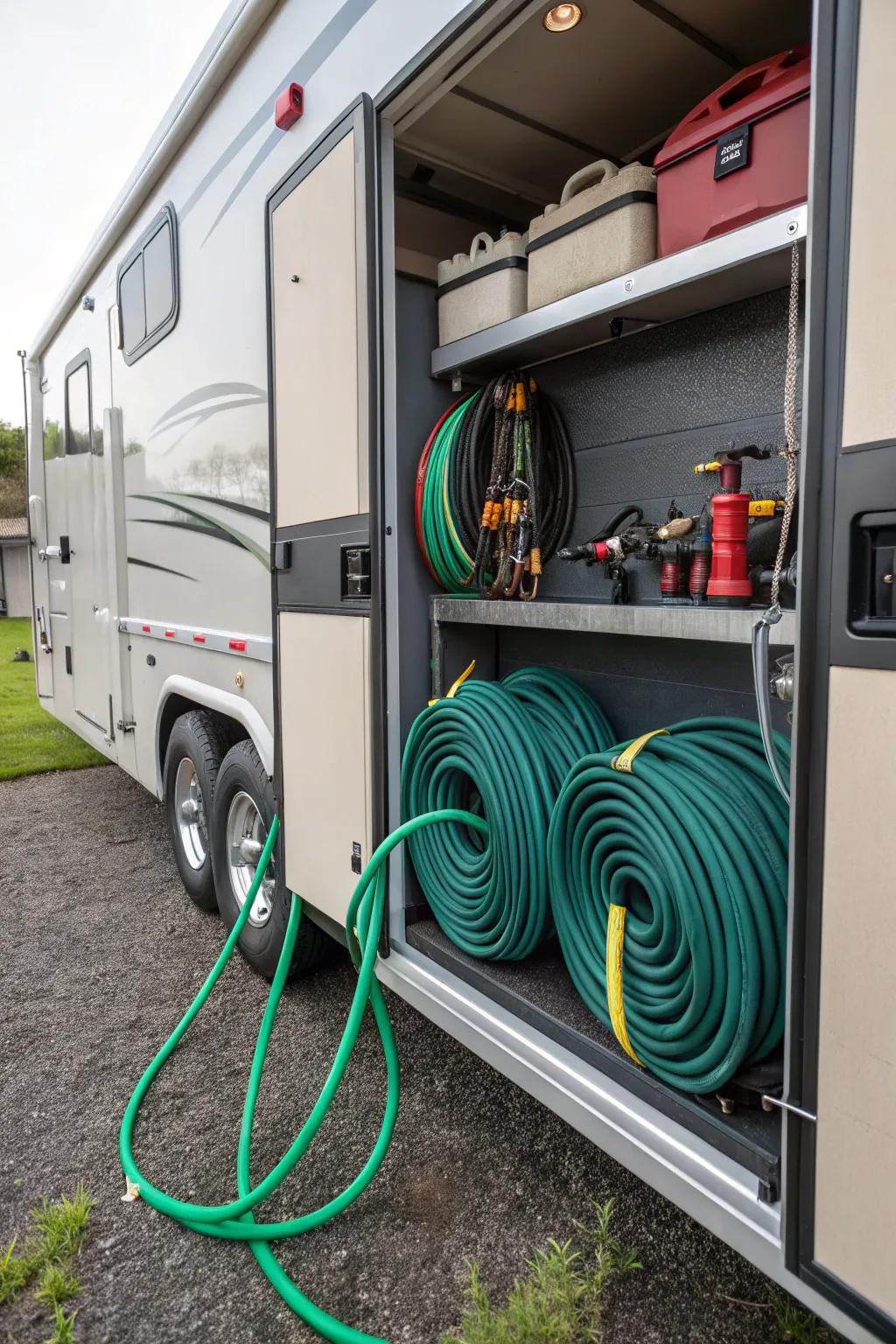 Expandable hoses reduce storage demands and increase convenience.