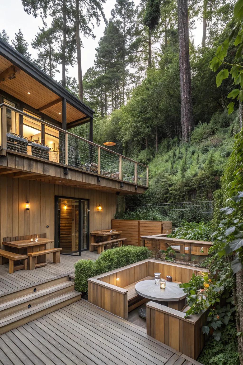 Multi-level decks offer versatile spaces for different activities.