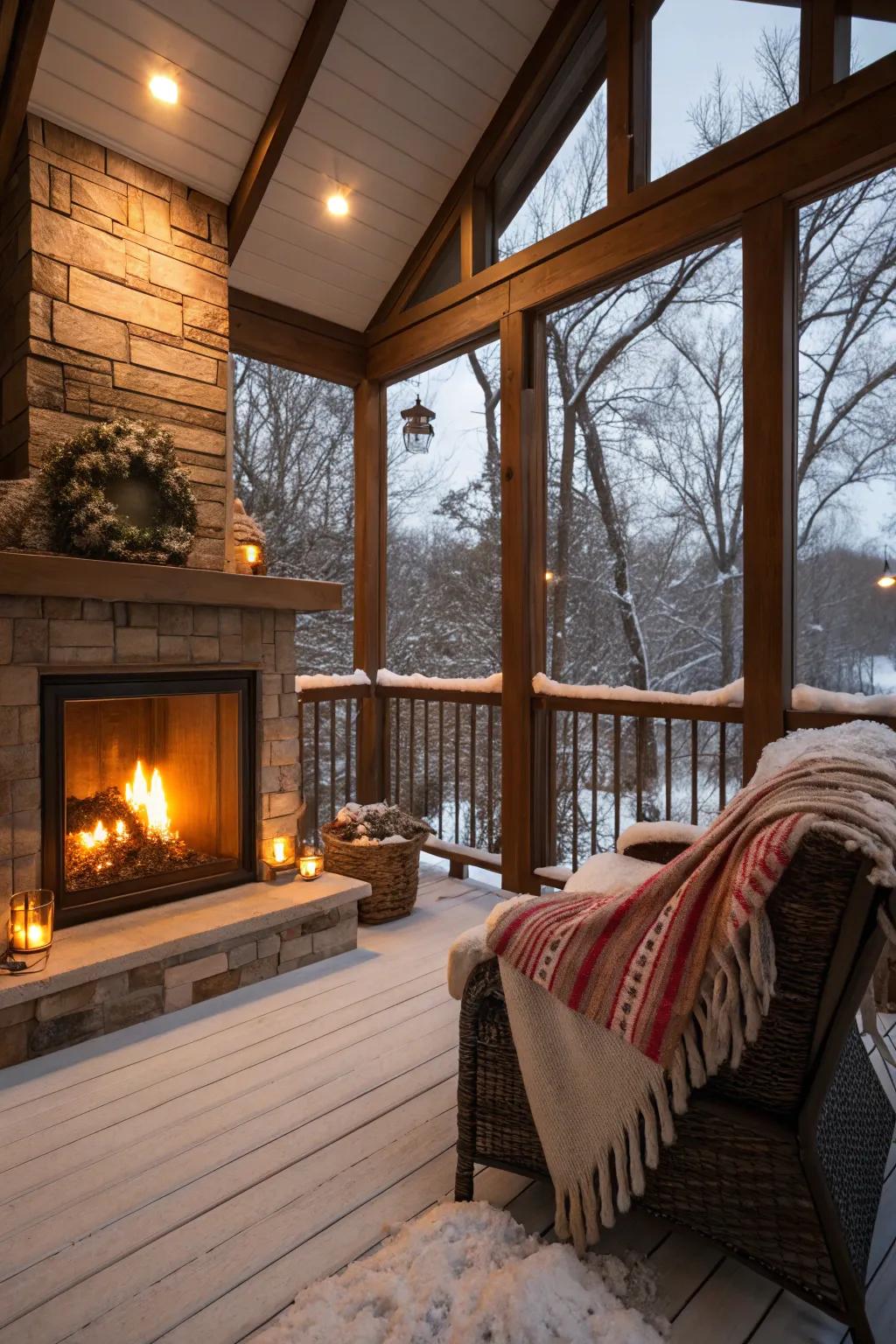 A warm and inviting space for winter relaxation.