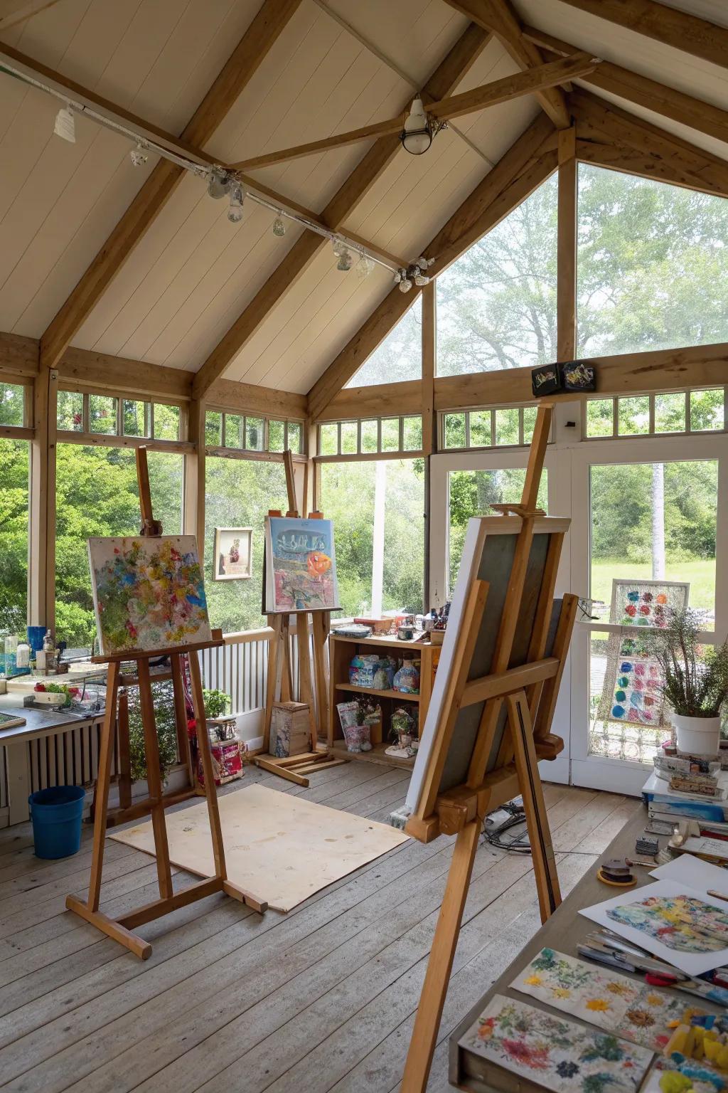 An art studio pavilion with inspiring views and ample light.