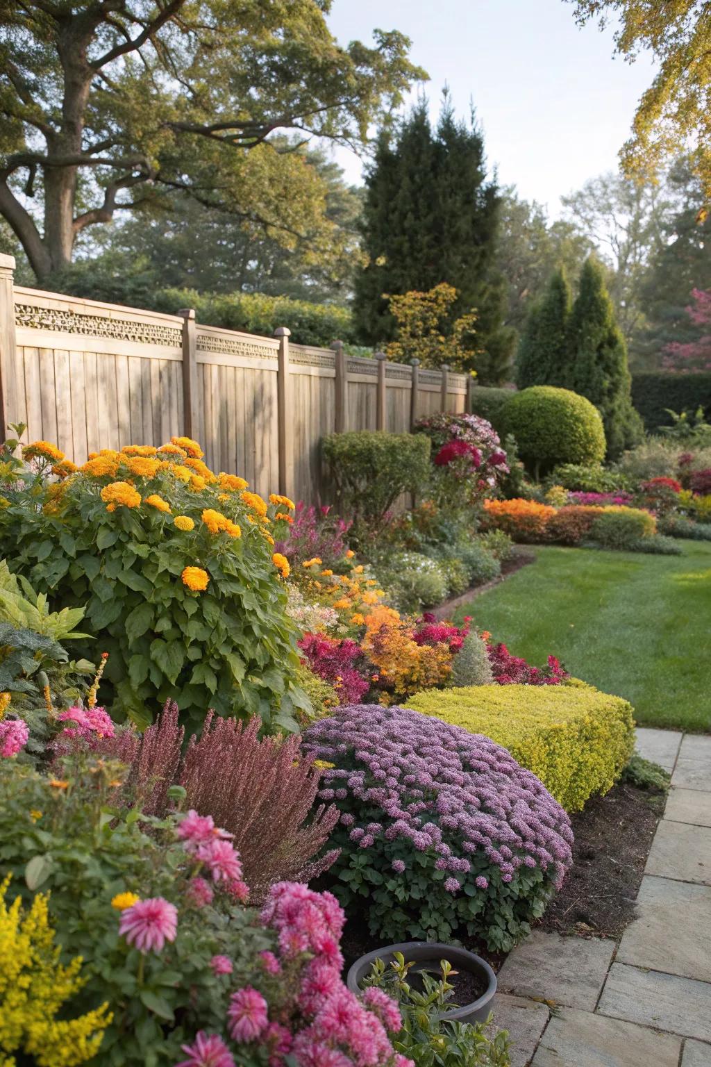 Seasonal plantings bringing dynamic color changes throughout the year.