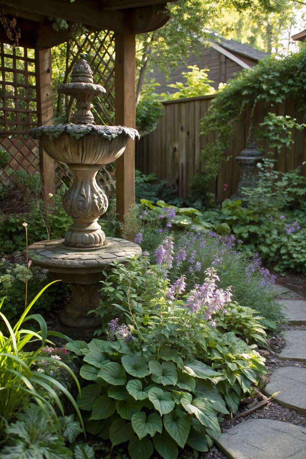 Ornaments add personality and focus to gardens.
